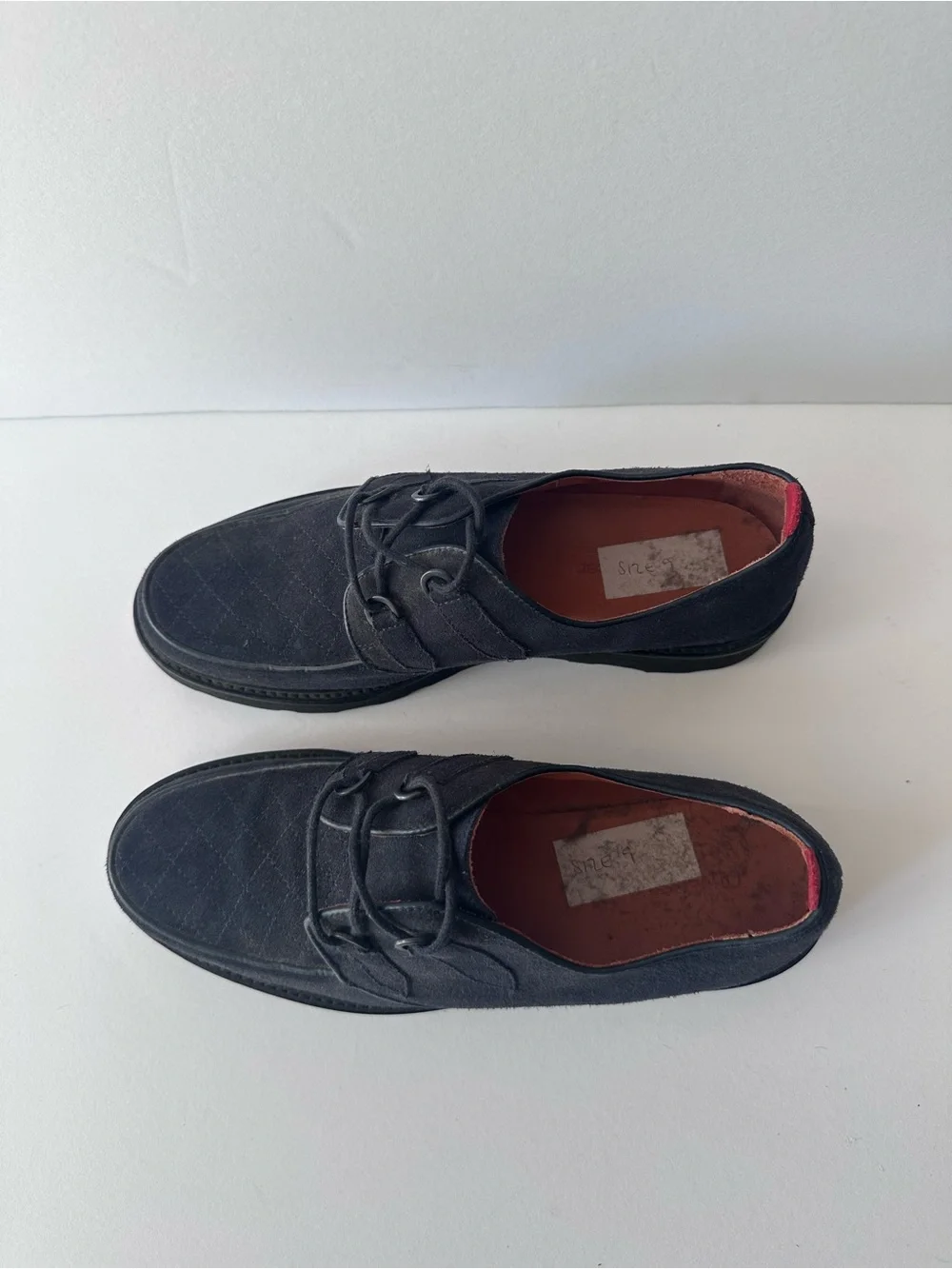 Oliver Spencer Navy Blue Suede Quilted Creepers